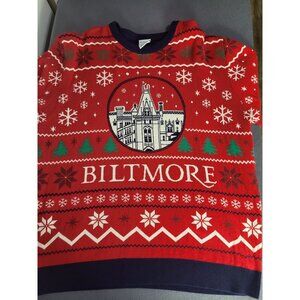 BILTMORE Christmas Holiday Sweater XL Red Fair Isle Souvenir Ugly Party Rare